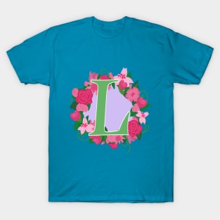 Monogram L, Personalized Floral Initial T-Shirt